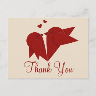 Tack Red Burgundy LovebirdPink Bröllop Vykort