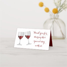 Tack Red Burgundy Vin Glass Bröllop Placeringskort