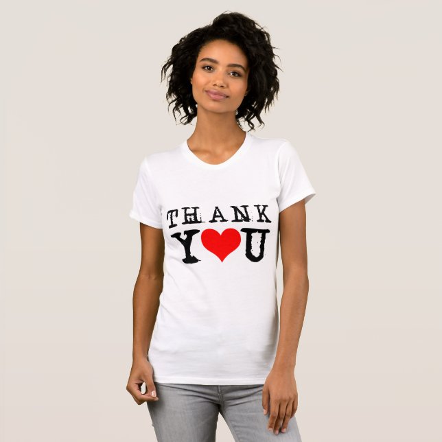 Tack Red Heart Funny White T Shirt (Hel framsida)