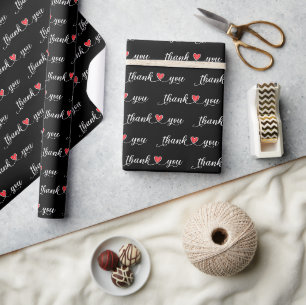 Tack Red Hearts on Black Presentpapper