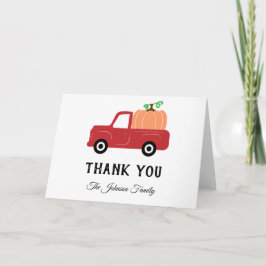 Tack Red Lastbil Pumpkin Family Gratitude Card Helgkort