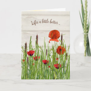 Tack Red Poppies Kort
