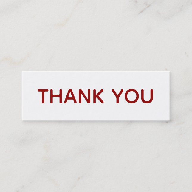 Tack Red White Typography Gratitude Mini Visitkort (Framsida)