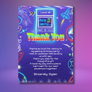 Tack Retro Arkad Kraft upp Gaming Födelsedag Kort