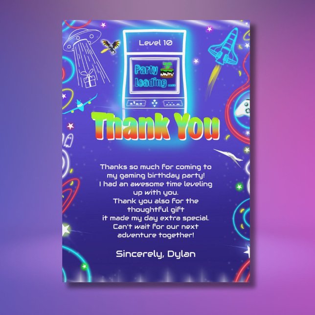 Tack Retro Arkad Kraft upp Gaming Födelsedag Kort (Skapare uppladdad)