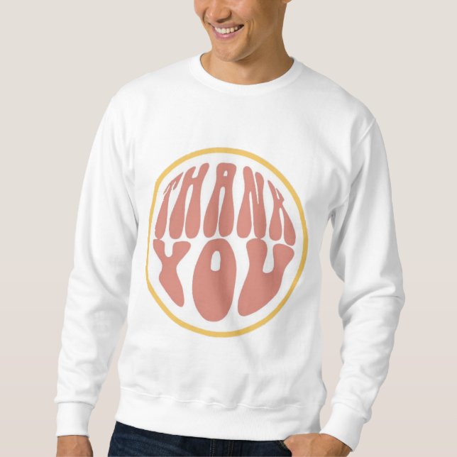 Tack Retro Groovy  Lång Ärmad Tröja (Framsida)