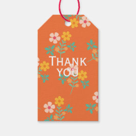 Tack Retro Orange Tusenskönas Bukett Mönster Presentetikett