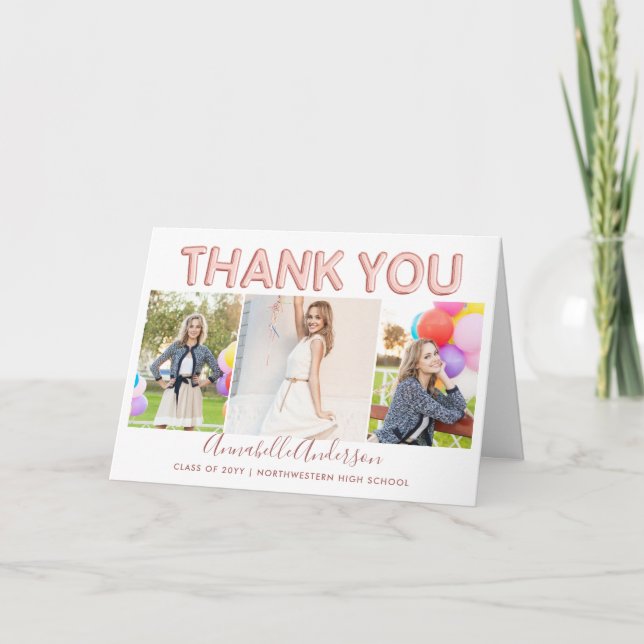 Tack Ro Guld 3 Foto Studenten Kort (Framsida)