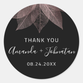 Tack Ro Guld Löv Namn Svarvit Runt Klistermärke