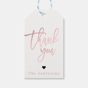 Tack Ro, guldfärgat modellskript Bröllop Presentetikett