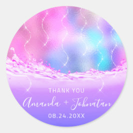 Tack Ro Namn Datum Spark Oceanen Vinkarare Rosa Runt Klistermärke