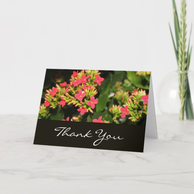 Tack, röda blommor tack kort (Framsida)