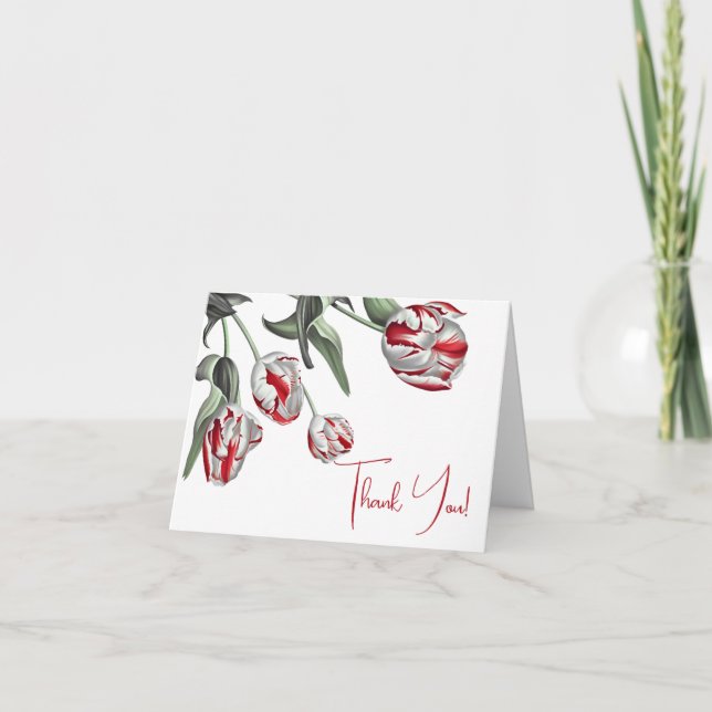 Tack | Röda och vita droppar Kort (Framsida)