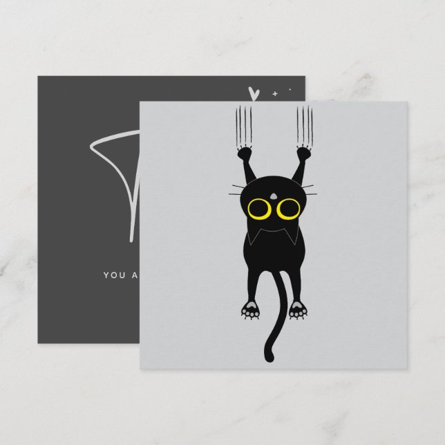TACK! - Roligt födelsedags kort för katt (Fram/baksida)
