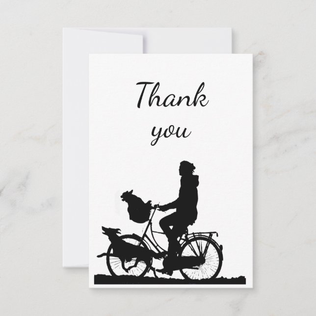 Tack Roligt Person på Bike med Hundar (Framsida)