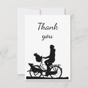 Tack Roligt Person på Bike med Hundar Kort