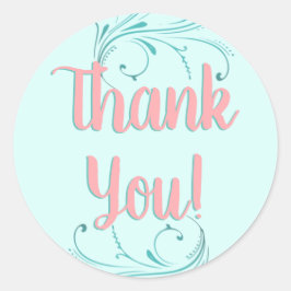 Tack! Rosa, Akvaton och Turkos Modernt Runt Klistermärke