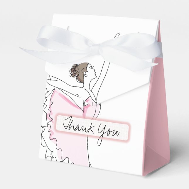 Tack Rosa Ballerina Birthday Baby Favor Boxes Presentaskar (Framsidan Sidan)
