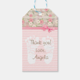 Tack Rosa Blommigt Baby Shower Gift-Märkre Presentetikett