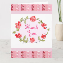 Tack Rosa Blommigt Decorative Art Kort