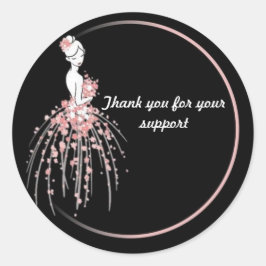 Tack - Rosa Blommigt Dress Design Runt Klistermärke