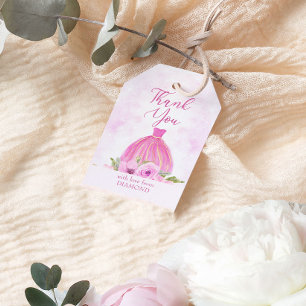 Tack Rosa Blommigt Princess Dress Presentetikett