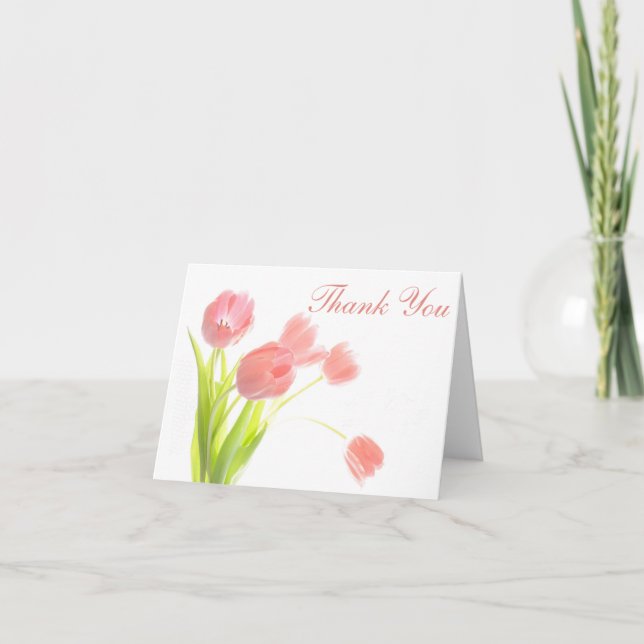 Tack Rosa Day Tulips Blommigt Notecard - tom Kort (Framsida)