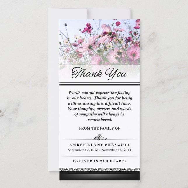 Tack Rosa Flower Fält Ord kan inte uttrycka (Framsida)