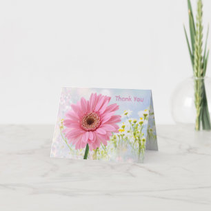 Tack, rosa Gerbera tusenskönakort Tack Kort