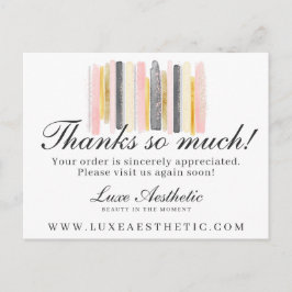 Tack Rosa & Guld Paint Strokes 4-Foto Vykort