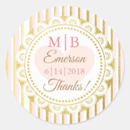 Tack Rosa Guld Personlig Bröllopstiftare Runt Klistermärke