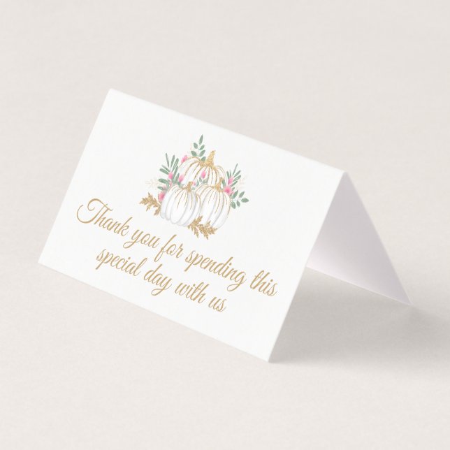 Tack Rosa Guld Pumpkin Thanksgiving Bröllop Kort (Framsida)
