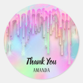 Tack Rosa Holograph Drives Unicorn Runt Klistermärke