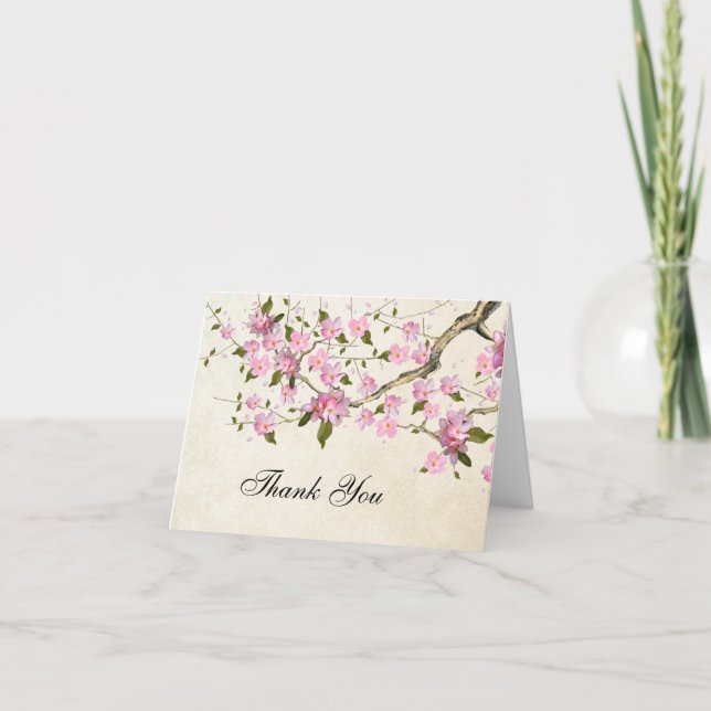 Tack Rosa Japansk Körsbärsblomning Kort (Framsida)