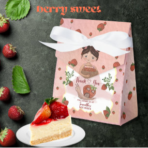 Tack" Rosa Jordgubbs Baby Shower Presentaskar