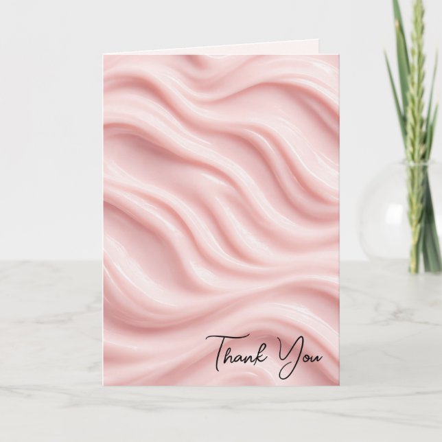 Tack Rosa Kräm Abstrakt Design Kort (Framsida)