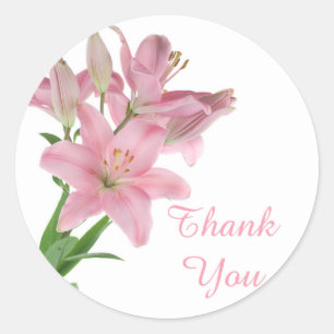 Tack Rosa Lily Blommigt Sticker/försegling Runt Klistermärke