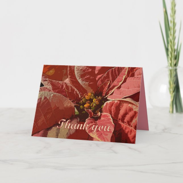 Tack Rosa och kream Poinsettias med text (Framsida)