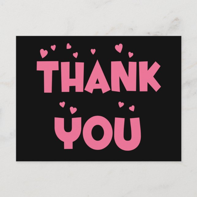 Tack Rosa och svart hjärtvykort Vykort (Framsida)