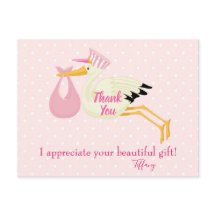 Tack Rosa Polka dots med Stork