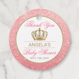 Tack Rosa Princess Guld Krona Baby Shower Gåvor Etiketter