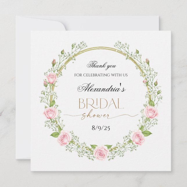 Tack Rosa rosor & Babys andedräkt Kort (Framsida)