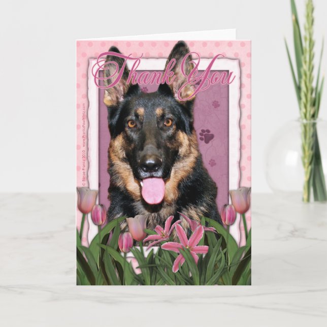 Tack - Rosa Tulips - German Shepherd - Kuno (Framsida)