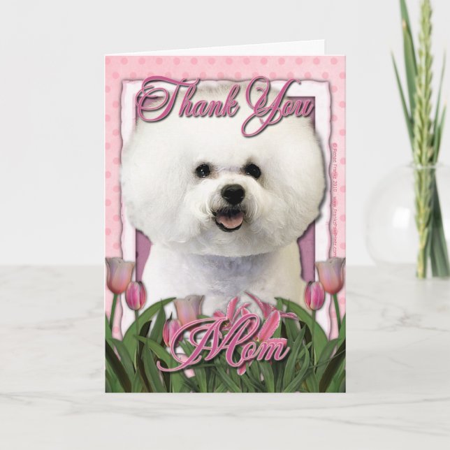 Tack - rosa tulpan - Bichon Frise (Framsida)