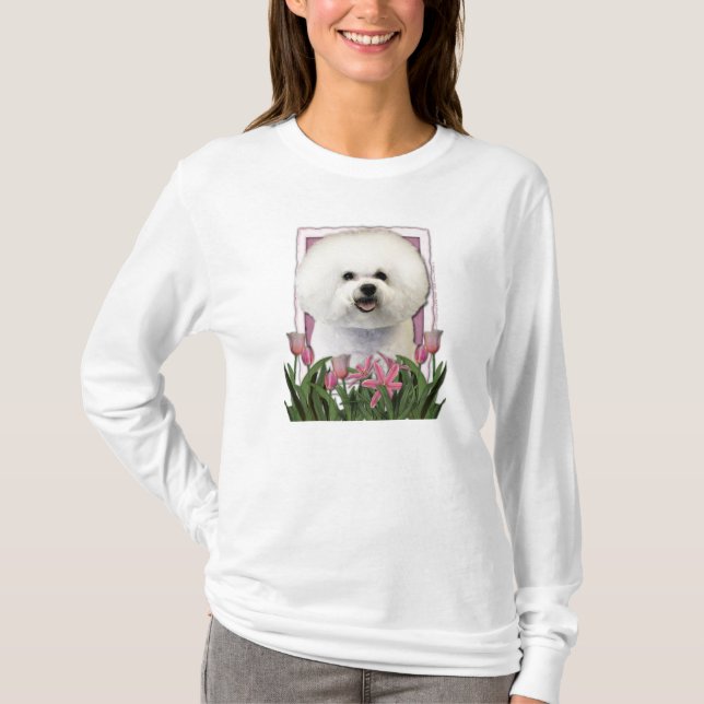 Tack - rosa tulpan - Bichon Frise Tee (Framsida)