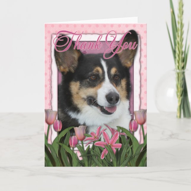 Tack - rosa tulpan - Corgi (Framsida)