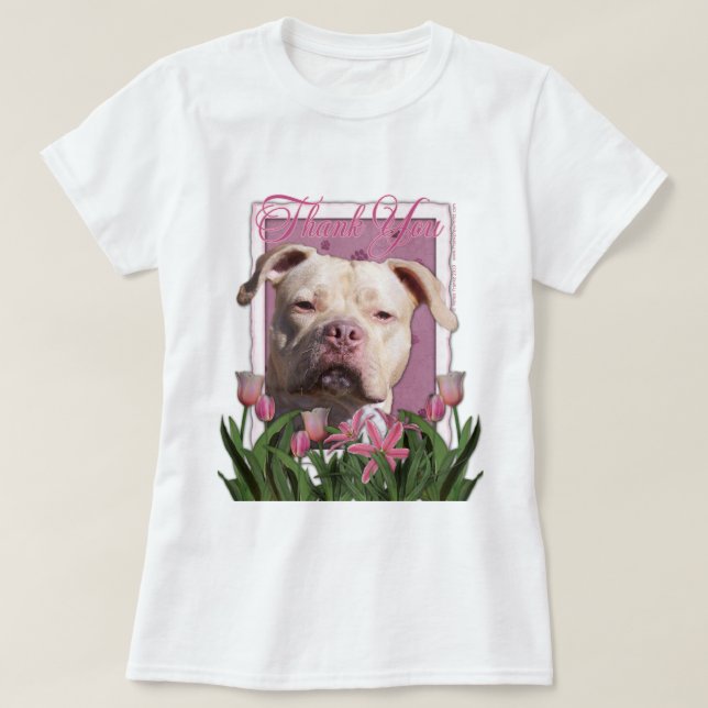 Tack - rosa tulpan - Pitbull - Jersey flicka T Shirt (Design framsida)
