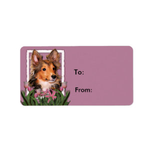 Tack - rosa tulpan - Sheltie valp - Cooper Adressetikett