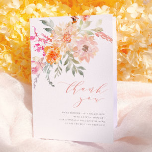 Tack Rosa & Turkos Vårblommig Bebis Shower Kort