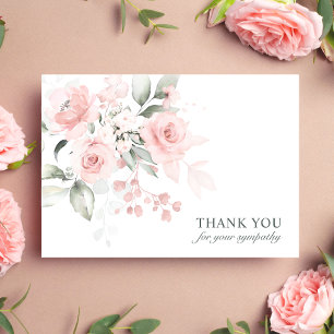 Tack Rosa Watercolor Blommigt Kort